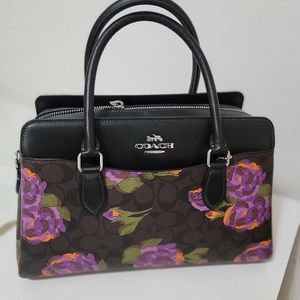 NEW COACH Darcie Carryall In Signature Canvas With Rose Print